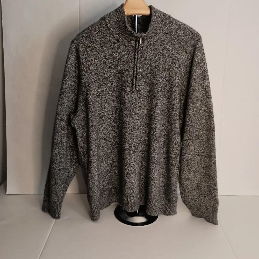 J Crew Sweater 1/4 Zip Warm Classic Gray/Black/White Men’s Size XL VGUC - Picture 2 of 13